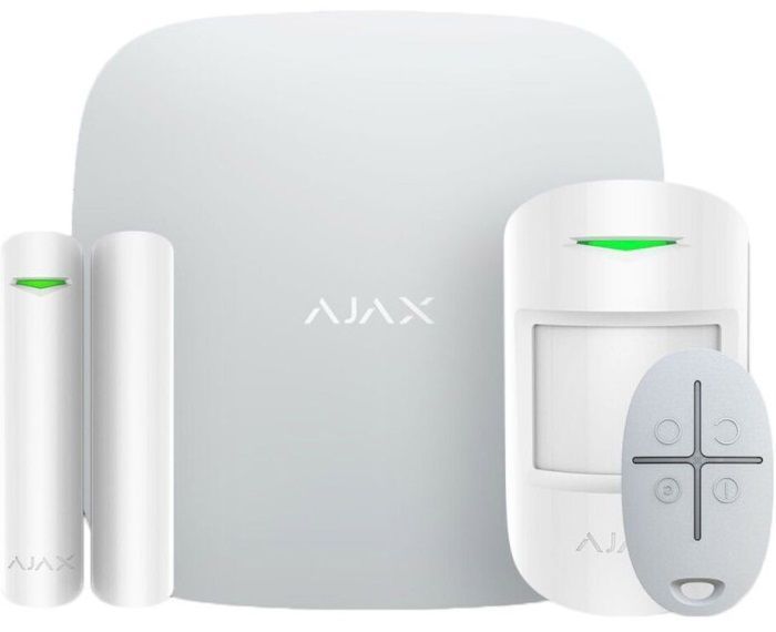 Ajax Комплект охоронної сигналізації StarterKit 2, hub2, motionprotect, doorprotect, spacecontrol, jeweller, бездротовий, білий