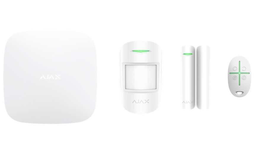Ajax Комплект охоронної сигналізації StarterKit 2, hub2, motionprotect, doorprotect, spacecontrol, jeweller, бездротовий, білий