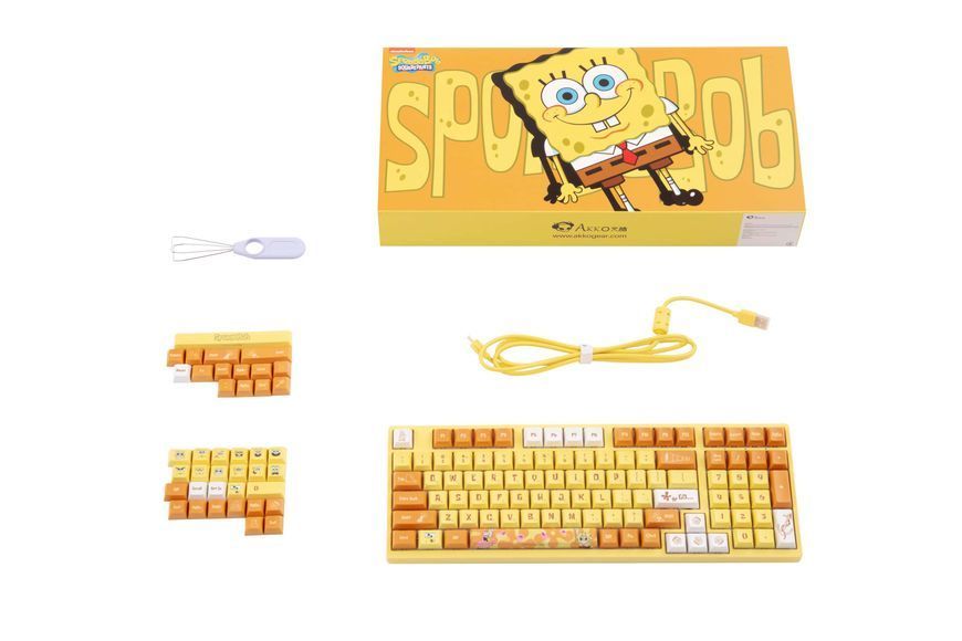 Akko Клавіатура механічна 3098S Sponge Bob 98Key, CS Starfish, USB-A, Hot-swappable, EN/UKR, RGB, Жовтий