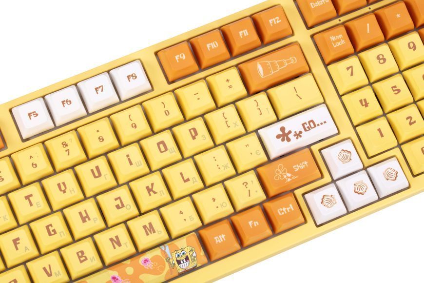 Akko Клавіатура механічна 3098S Sponge Bob 98Key, CS Starfish, USB-A, Hot-swappable, EN/UKR, RGB, Жовтий