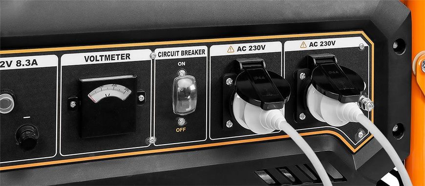 Neo Tools Генератор бензиновый 04-730, 2.8/3.0кВт, 1х12В и 2х230В (16А), бак 15л, 313г/кВтЧ, 45 кг