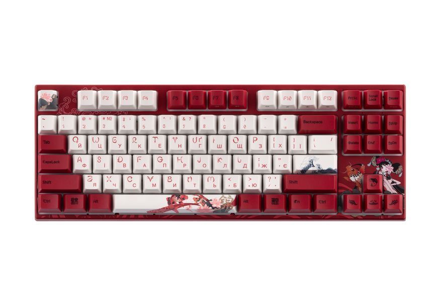 Varmilo Клавиатура механическая VEM87 Koi 87Key, EC V2 Sakura, USB-A, EN/UKR, White Led, Красный