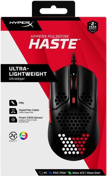 HyperX Миша Pulsefire Haste USB, Black/Red