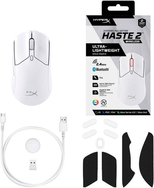 HyperX Мишь Pulsefire Haste 2 WL, White