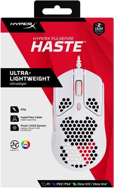 HyperX Миша Pulsefire Haste USB, White/Pink
