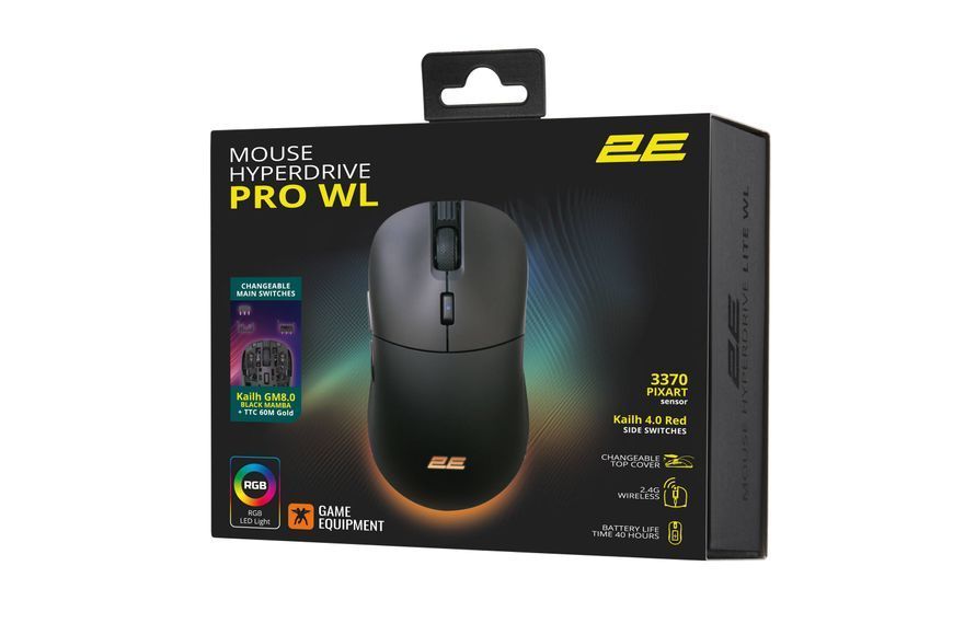 2E Gaming Мышь HyperDrive Pro WL, RGB Black