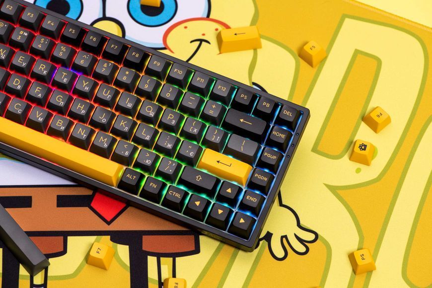 Akko Клавиатура механическая Akko 3084B Plus Black&Gold 84Key,CS Jelly Pink, BT/WL/USB-A, EN/UKR, RGB, Черный