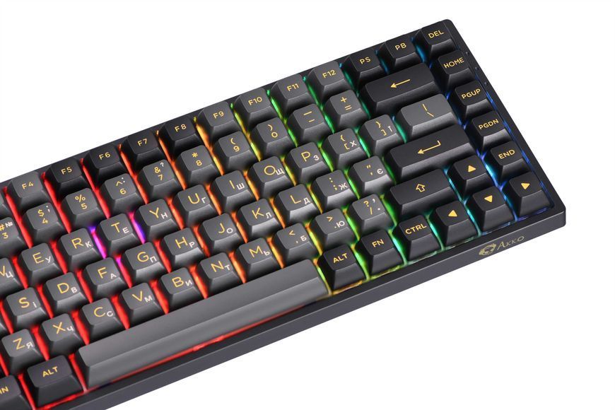 Akko Клавиатура механическая Akko 3084B Plus Black&Gold 84Key,CS Jelly Pink, BT/WL/USB-A, EN/UKR, RGB, Черный