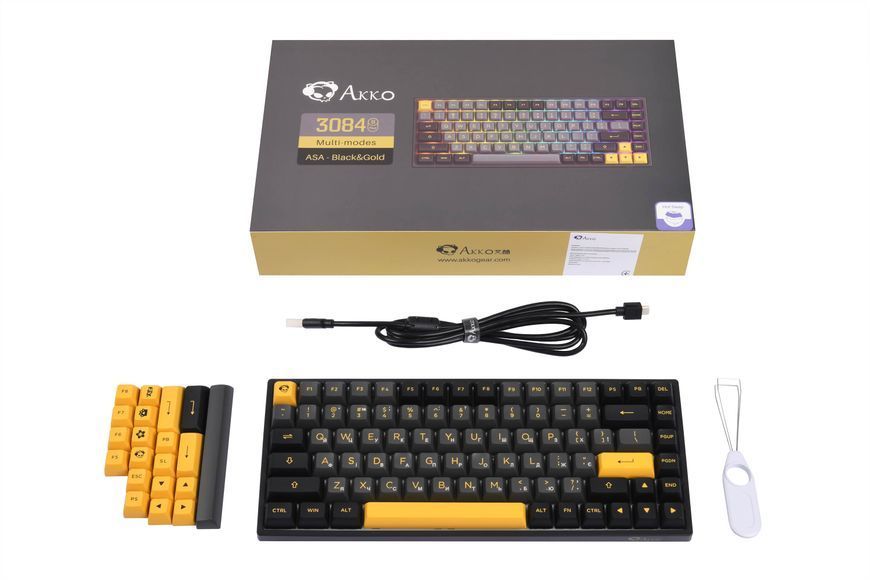 Akko Клавиатура механическая Akko 3084B Plus Black&Gold 84Key,CS Jelly Pink, BT/WL/USB-A, EN/UKR, RGB, Черный