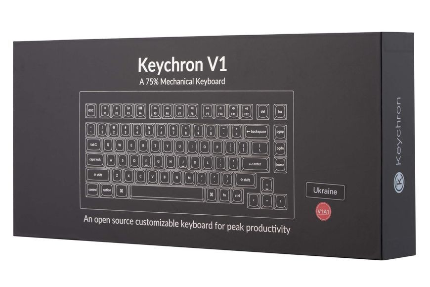 Keychron Клавиатура механическая V1 84Key, Gateron G PRO Red, USB-A, Hot-Swap, QMK, EN/UKR, RGB, Frosted Black