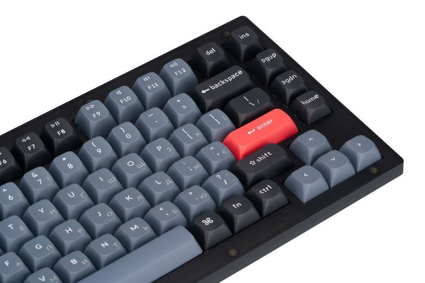 Keychron Клавиатура механическая V1 84Key, Gateron G PRO Red, USB-A, Hot-Swap, QMK, EN/UKR, RGB, Frosted Black